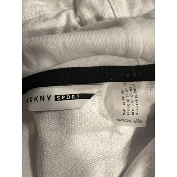 DKNY Sport White Pigment Dyed Two Tone Logo Distressed Hoodie Womens XS NWT - Picture 8 of 9